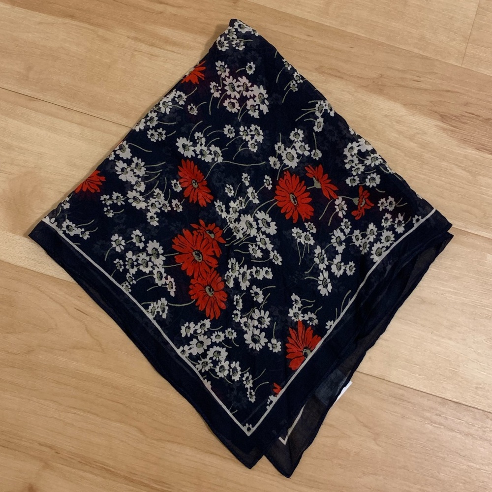 Madewell Navy Floral Print Bandana Scarf